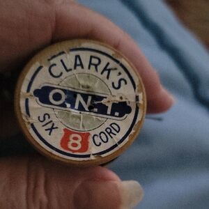 Vintage Wooden Clarks Black  Thread Spool